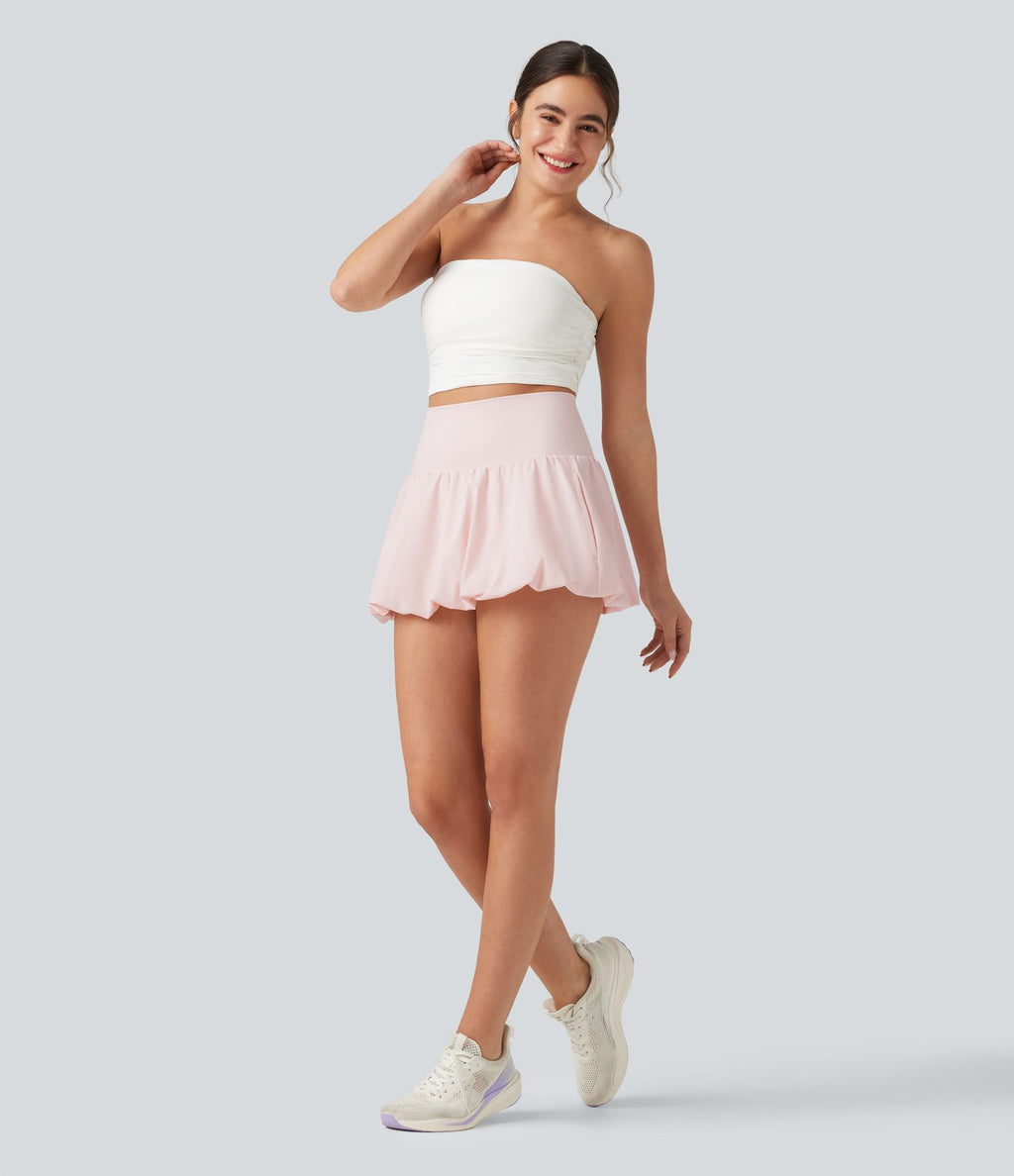 Jupe boule micro 2-en-1 taille haute pour la danse avec poches