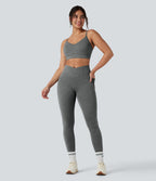 Legging yoga Halara UltraSculpt™ chiné croisé séchage rapide taille haute avec poches