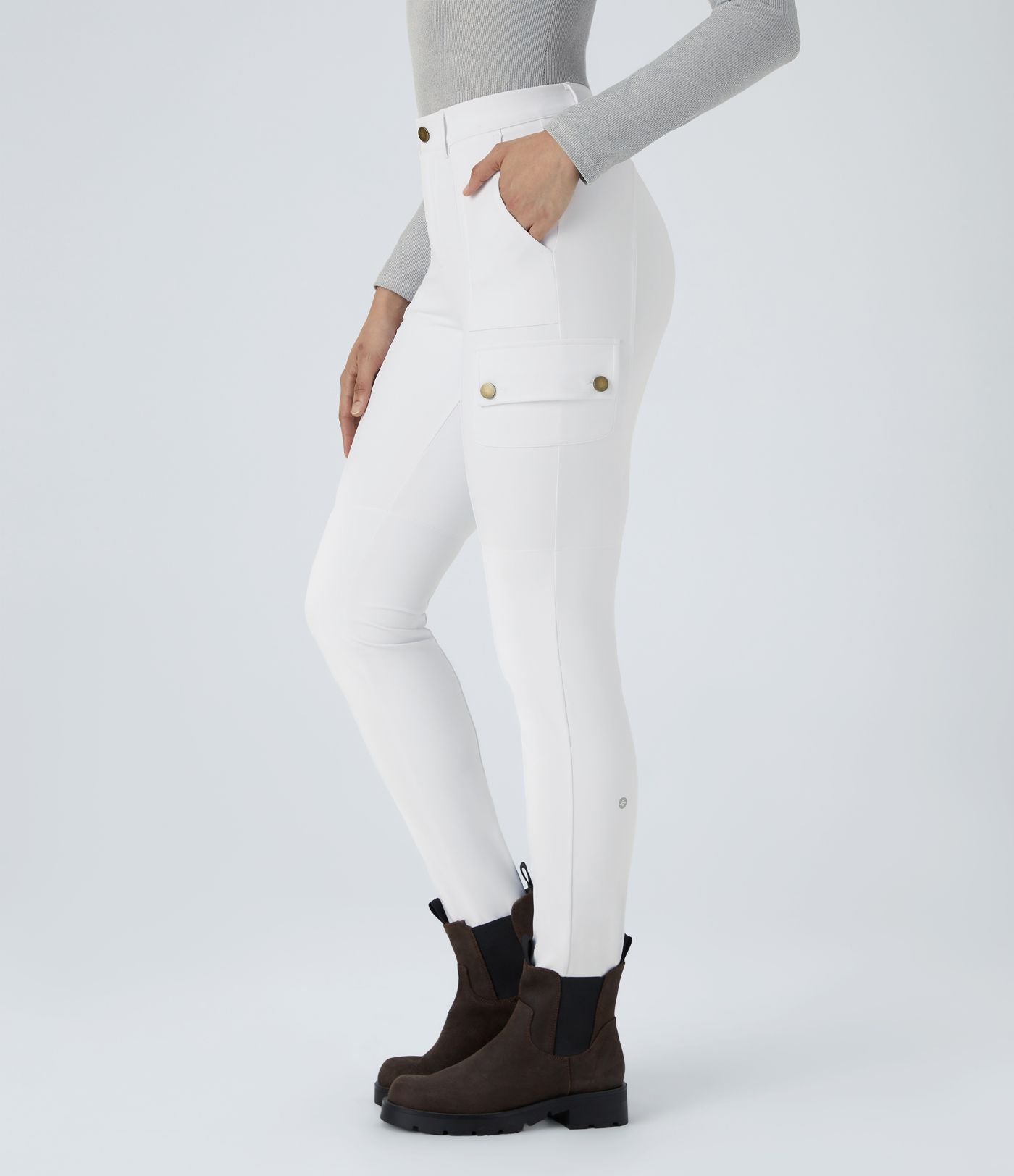 Pantalon cargo ajusté uni taille haute DayStretch avec poches zippées