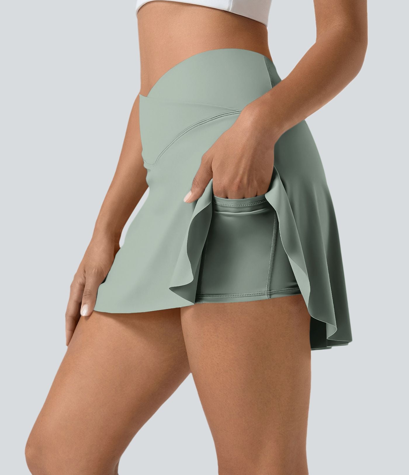 Jupe de tennis mini 2-en-1 quotidienne SoftlyZero™ Airy avec croisement, poche latérale et effet frais InstantCool, Lucid, protection solaire UPF50+