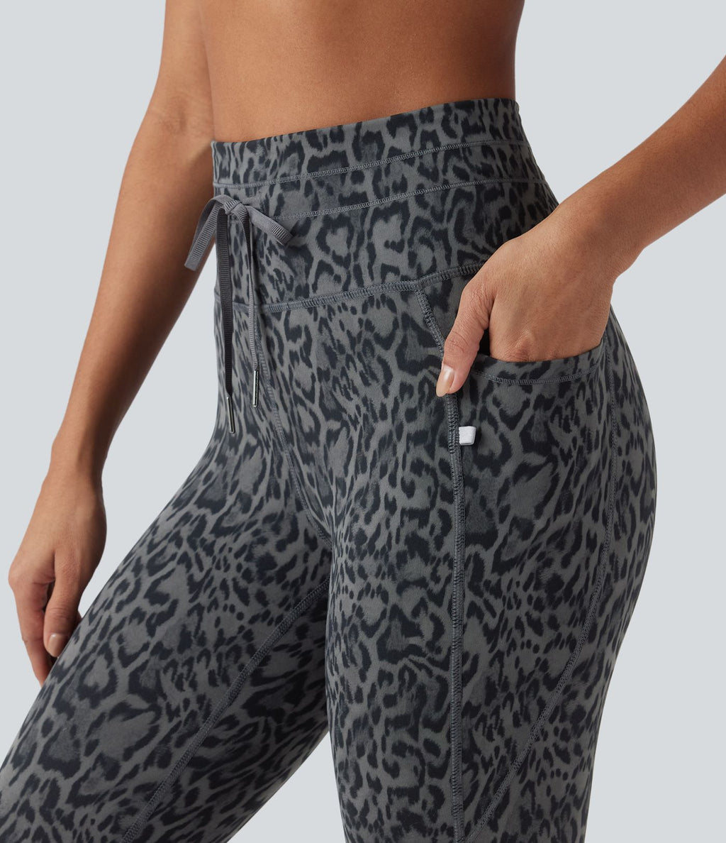 Legging de yoga taille haute imprimé léopard avec cordon de serrage Halara UltraSculpt™ et poches