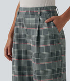 Pantalon à carreaux Halara Flex™ pour le bureau, taille haute, coupe droite avec poches