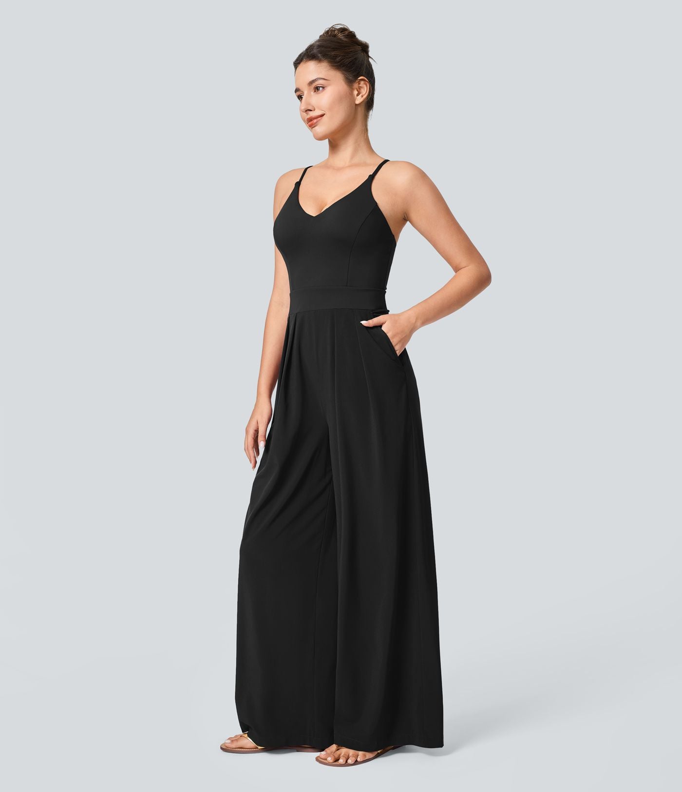 Breezeful™ Combinaison Dos Nu Poche Zippée Invisible Sur le Côté Jambe Large Séchage Rapide