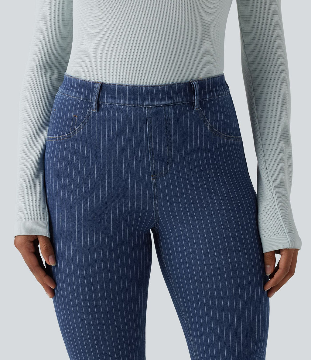 Jean Halara Flex™ mi-taille évasé à rayures décontracté avec poches