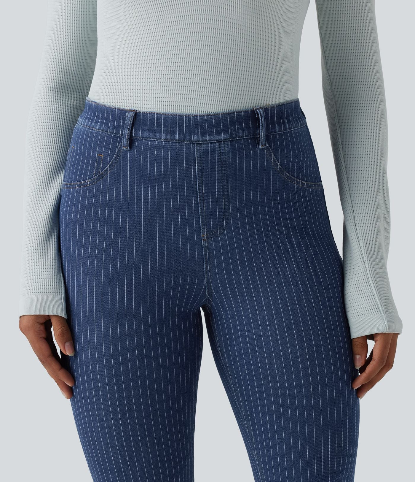 Jean Halara Flex™ mi-taille évasé à rayures décontracté avec poches