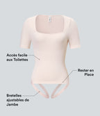 Combinaison de travail lissante décolleté carré avec bretelles de jambe ajustables sans couture OneForm Seamless Flow - Easy Peasy