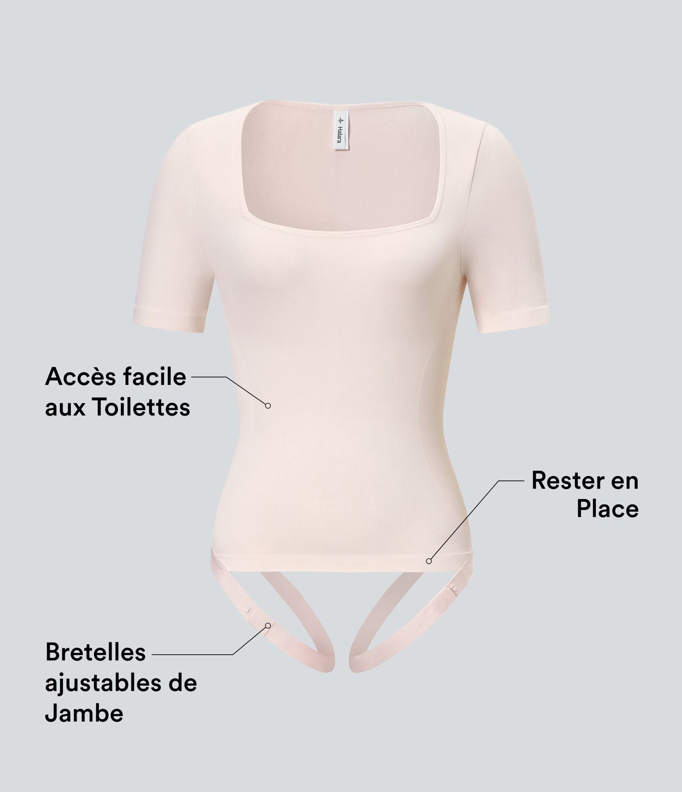 Combinaison de travail lissante décolleté carré avec bretelles de jambe ajustables sans couture OneForm Seamless Flow - Easy Peasy