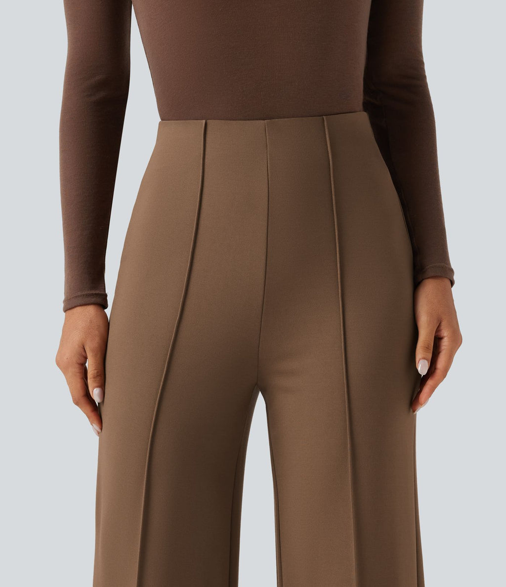 Pantalon large esprit bureau Halara Flex™ taille haute avec plis nervurés