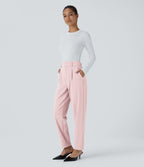 Pantalon tailleur Halara Flex™ fuselé uni, taille haute, avec poches