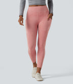 Legging casual taille haute en daim avec poches