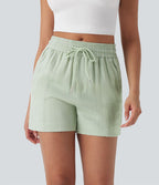 Short tailleur taille moyenne avec cordon de serrage et poches zippées latérales