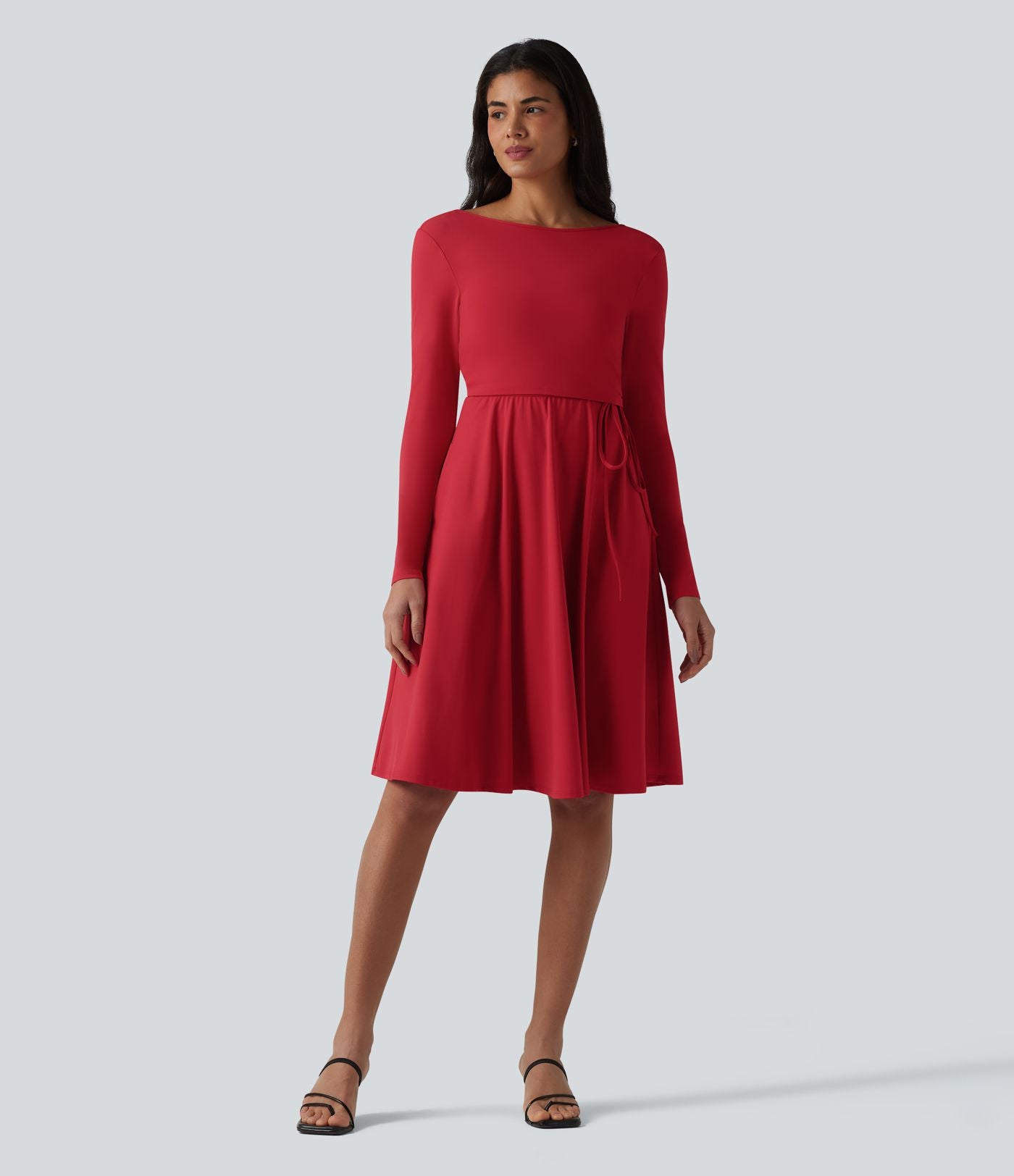 Robe midi SoftlyZero™ Airy 2-en-1 effet frais InstantCool à manches longues, coupe portefeuille et poches