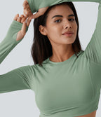 Top Sport Yoga Uni à Trou pour le Pouce Coupe Courte