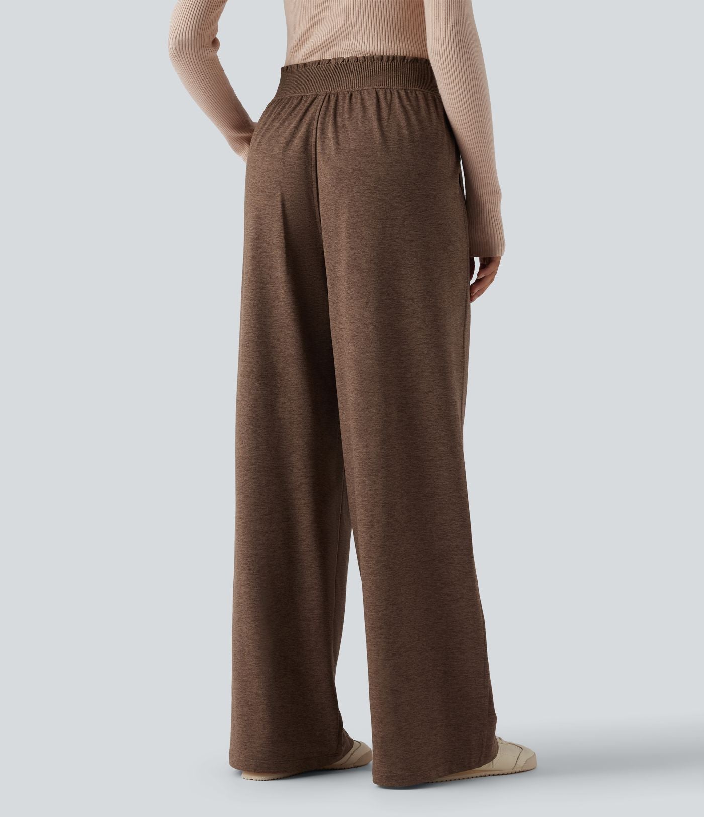 Jogging décontracté thermique large taille haute chiné séchage rapide avec finitions ondulées et poches - UPF40+