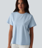 T-shirt casual col rond manches courtes en coton
