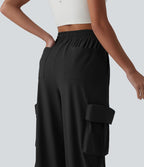 Pantalon cargo droit de sport taille haute effet frais InstantCool à séchage rapide, cordon de serrage et poches, protection solaire UPF40+