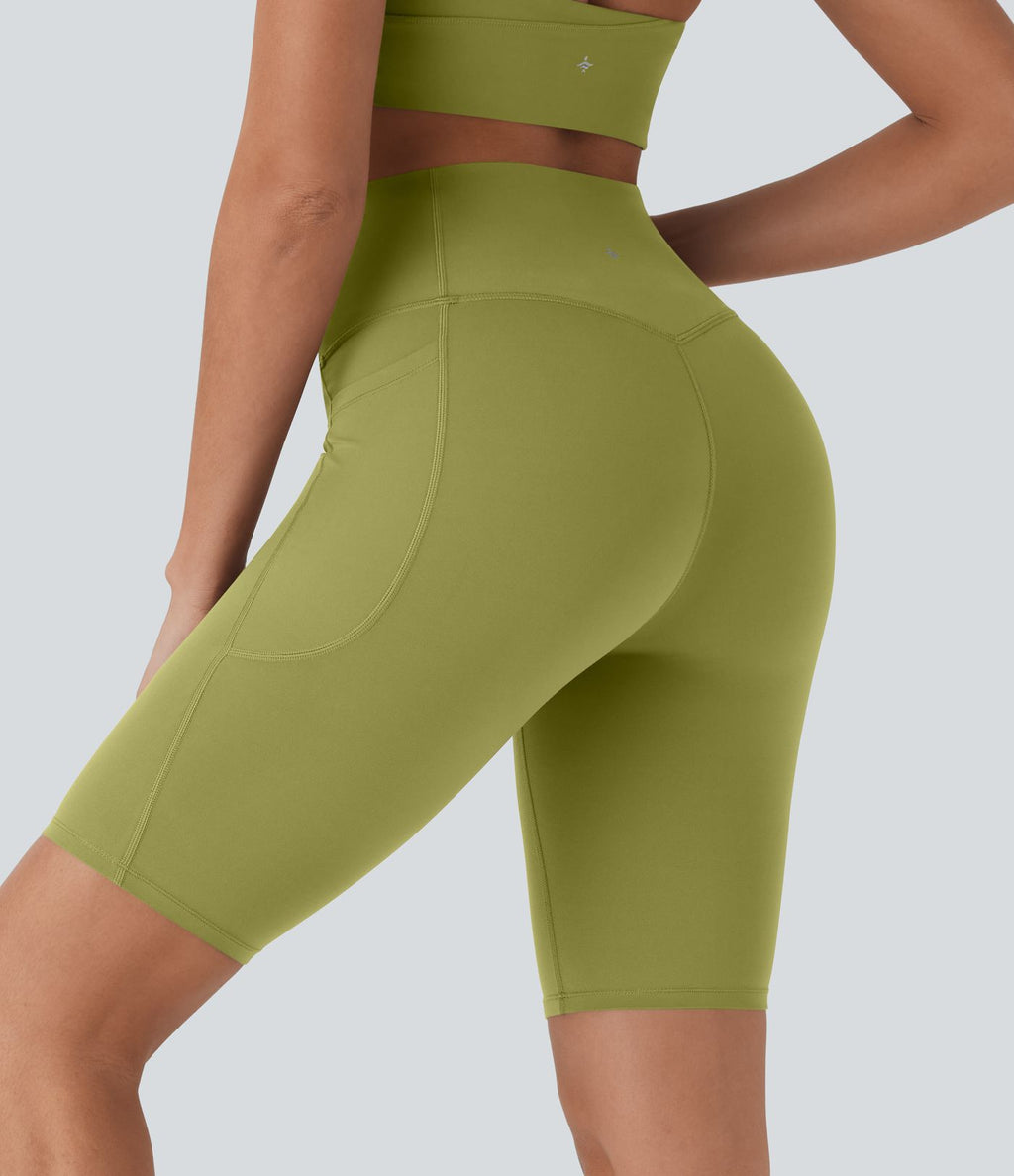Short cycliste 22,8 cm d'entraînement gainant taille haute avec poches Halara UltraSculpt™