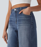 Jean Barrel Halara Flex™ taille mi-haute coupe tonneau effet délavé avec poches