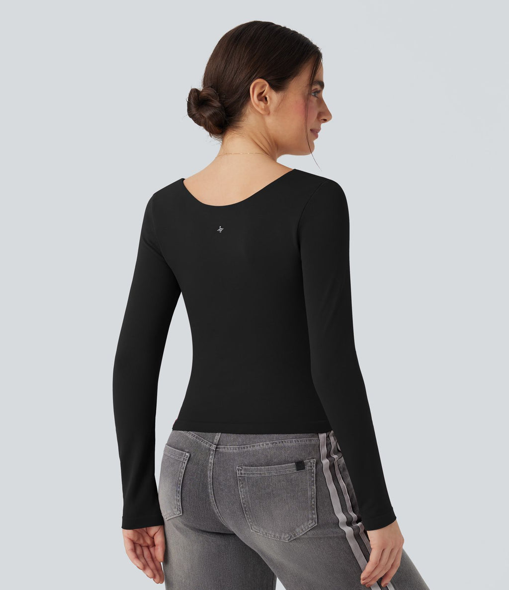 Haut de sport yoga 2-en-1 décolleté carré à manches longues sans couture OneForm Seamless Flow