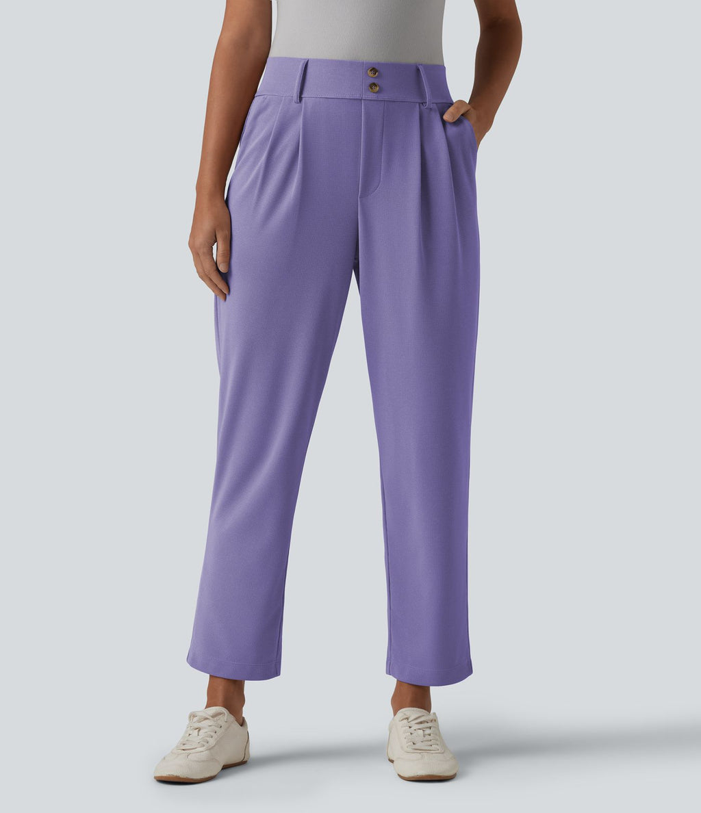Halara Flex™ Pantalon tailleur fuselé taille haute en tissu gaufré avec poches