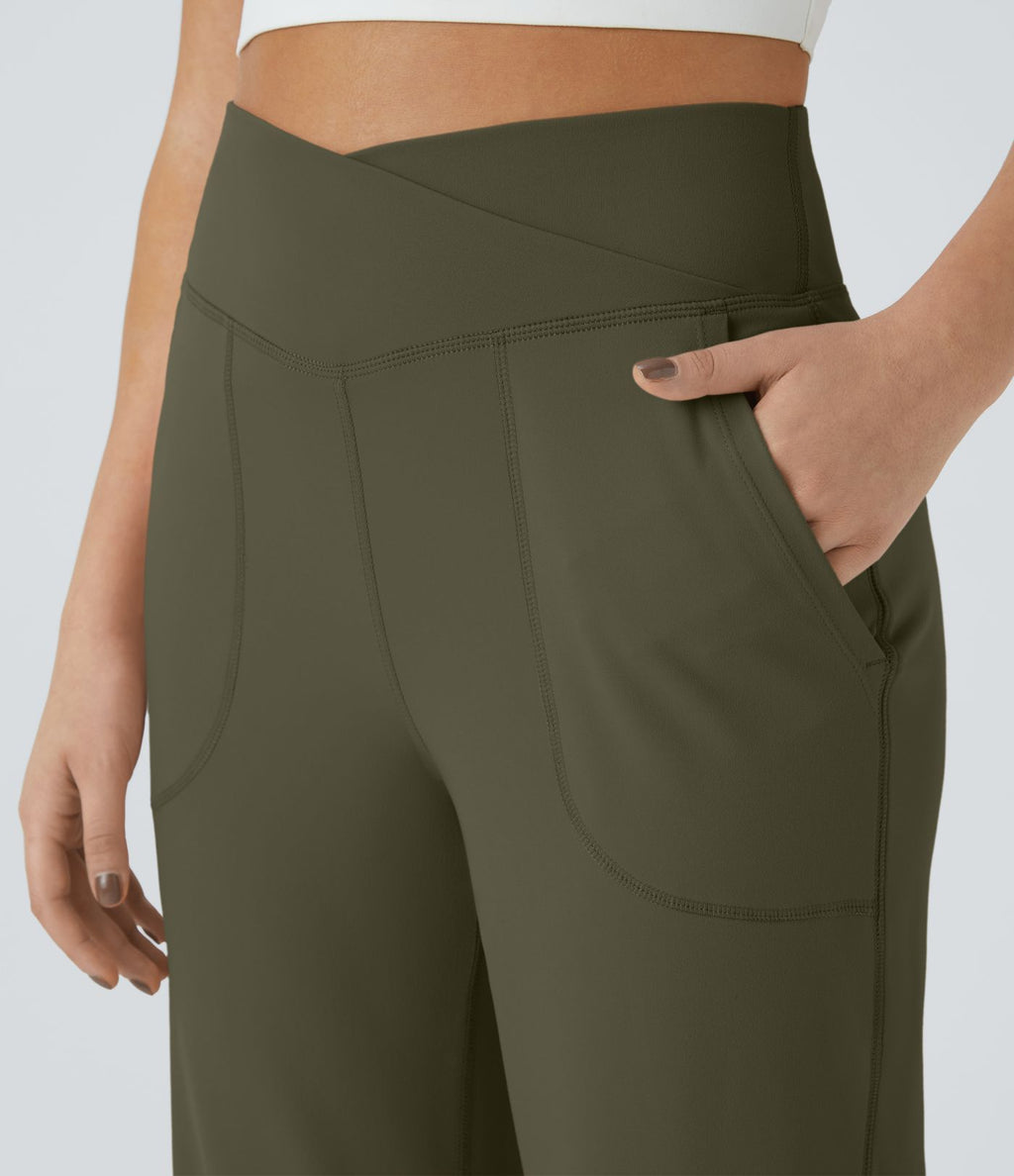 Pantalon yoga large croisé avec ourlet et poches DayStretch - Smile