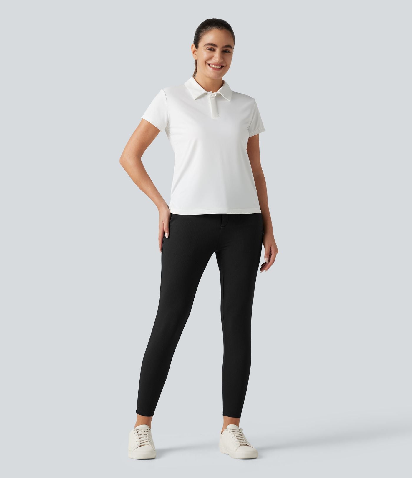 Pantalon skinny taille haute à chevrons pour le golf avec poches
