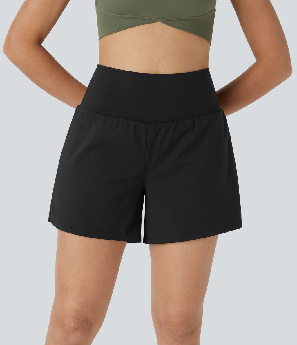 Short yoga 2-en-1 SoftlyZero™ Airy effet frais InstantCool taille très haute 12,5 cm avec poches, longueur allongée