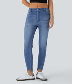 Jean skinny 7/8 décontracté taille basse Halara Flex™ avec poches zippées