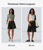 Short ample décontracté à imprimé léopard taille mi-haute, 25 cm, avec poches