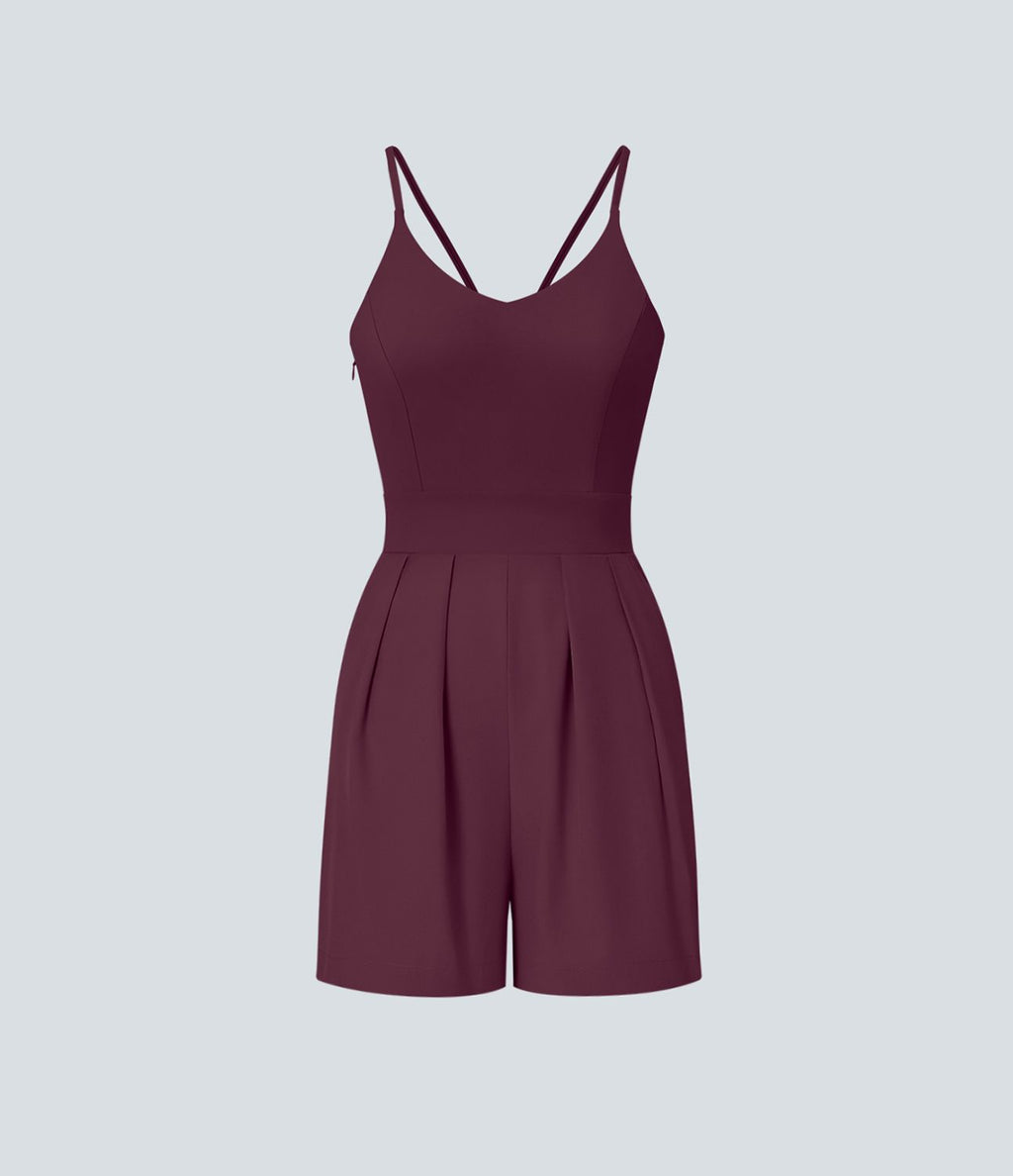 Breezeful™ Combishort Dos Nu Poche Zippée Invisible Sur le Côté Jambe Large Séchage Rapide