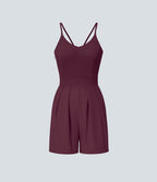 Breezeful™ Combishort Dos Nu Poche Zippée Invisible Sur le Côté Jambe Large Séchage Rapide