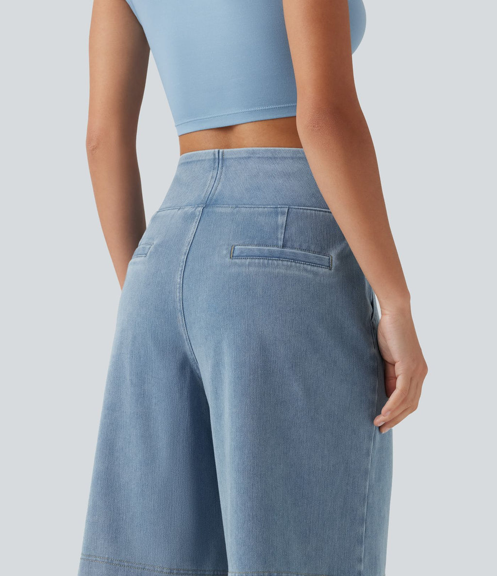 Halara Flex™ Short ample en jean décontracté taille haute 25 cm avec poches