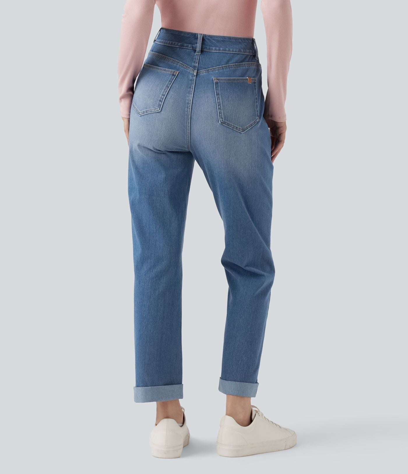 Jean décontracté Halara Flex™ ajusté taille haute ourlet retroussé avec poches