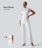 DayStretch Combinaison col rond à manches courtes avec empiècements en mesh contrasté – Édition Easy Peasy
