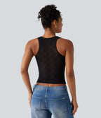 Débardeur casual SoftlyZero™ Airy à col U, dentelle contrastée, découpes et coussinets amovibles