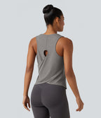 Débardeur de yoga chiné avec découpe et ourlet croisé