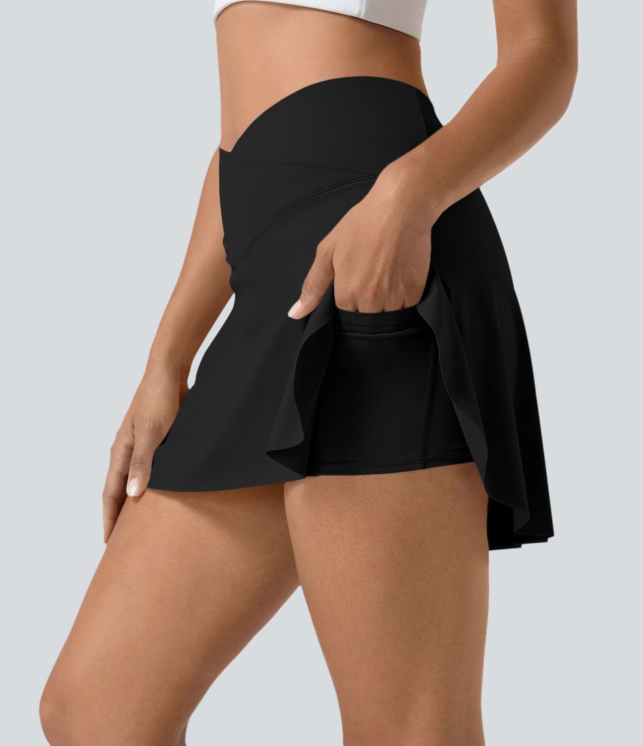 Jupe de tennis mini 2-en-1 quotidienne SoftlyZero™ Airy avec croisement, poche latérale et effet frais InstantCool, Lucid, protection solaire UPF50+