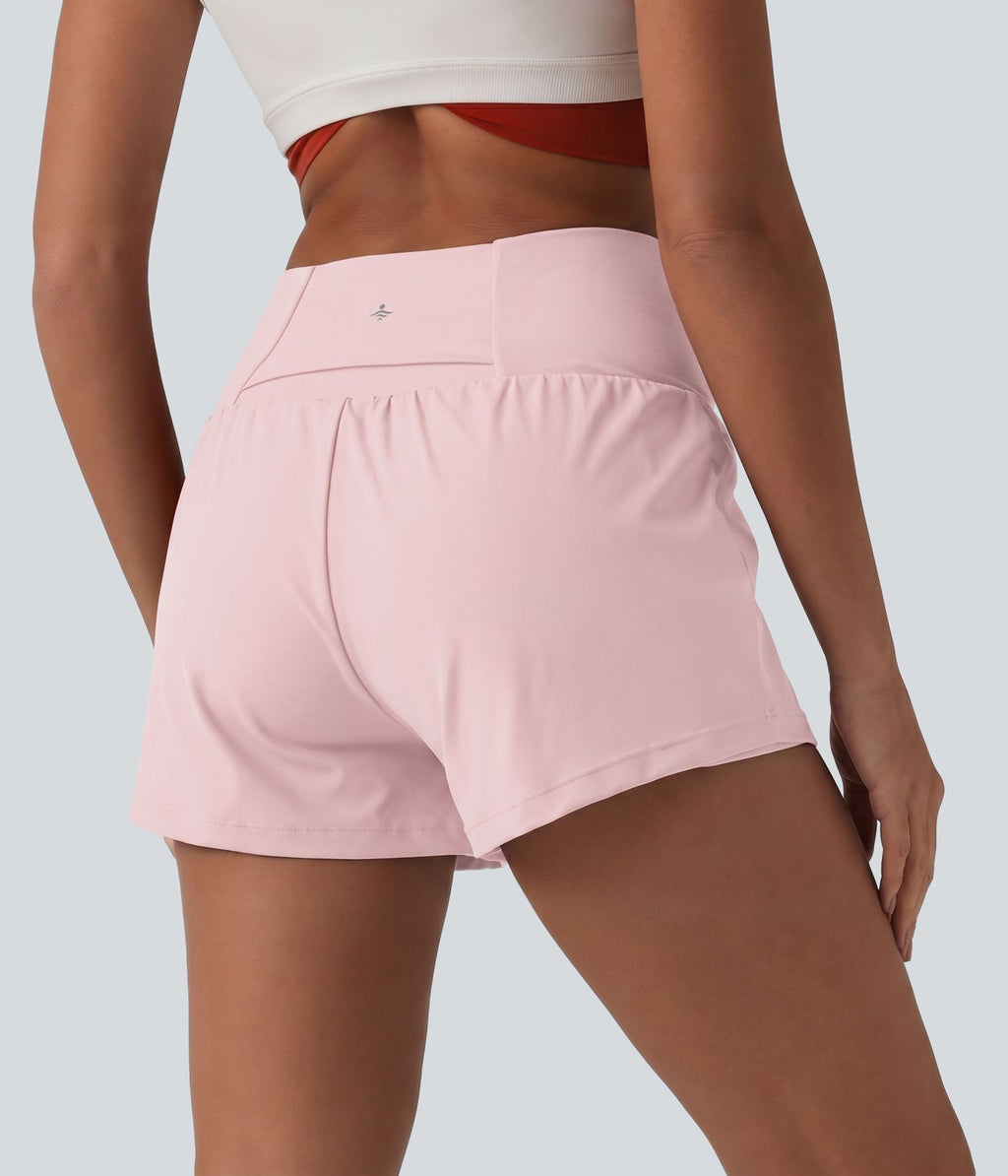 Short de yoga 2-en-1 SoftlyZero™ Airy croisé taille haute 7,5 cm effet frais InstantCool avec poches