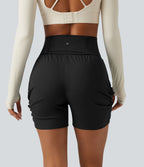 Short de yoga SoftlyZero™ 13 cm Airy effet frais InstantCool taille haute froncé avec poches