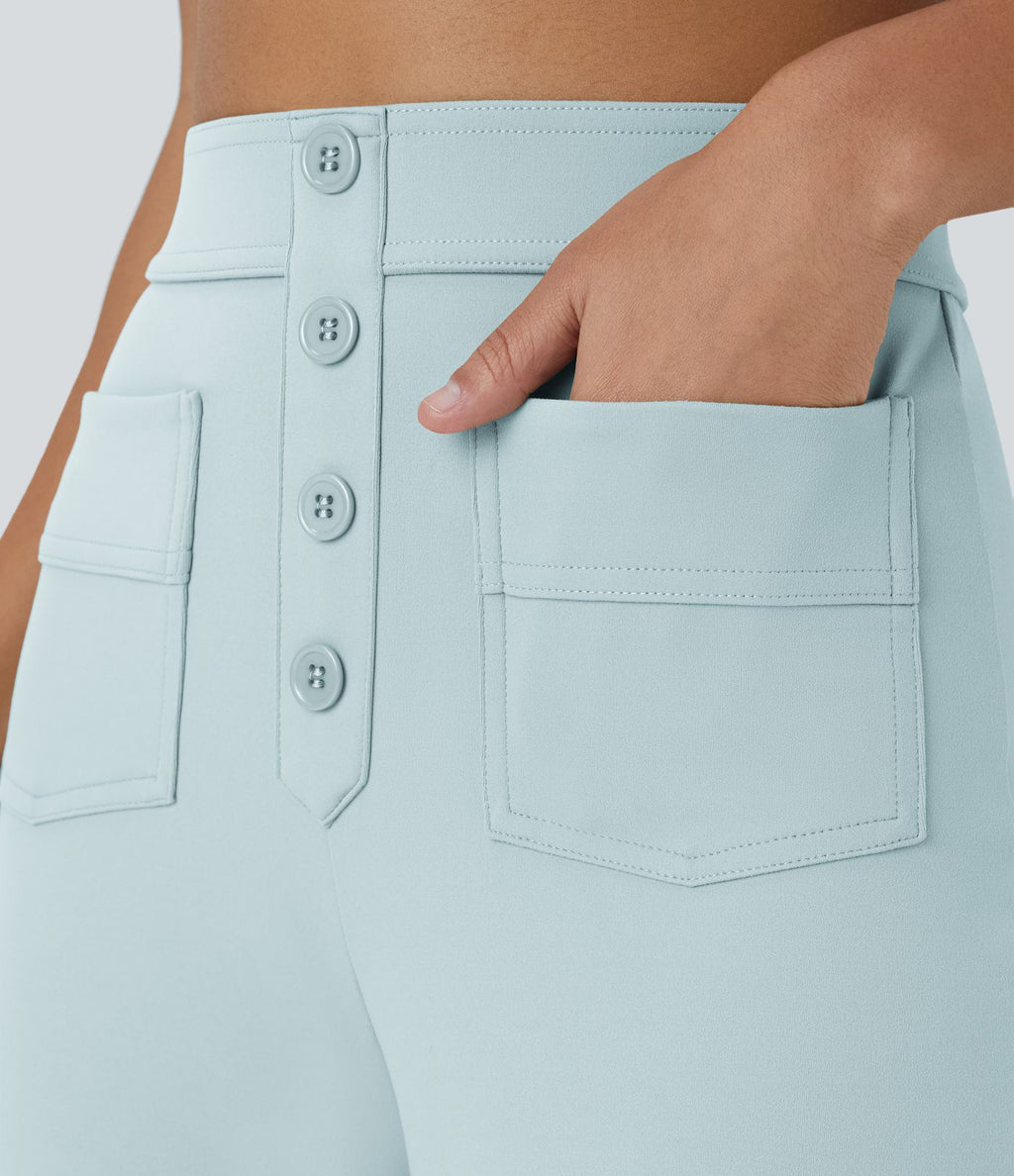 Pantalon taille haute coupe droite DayStretch avec poches