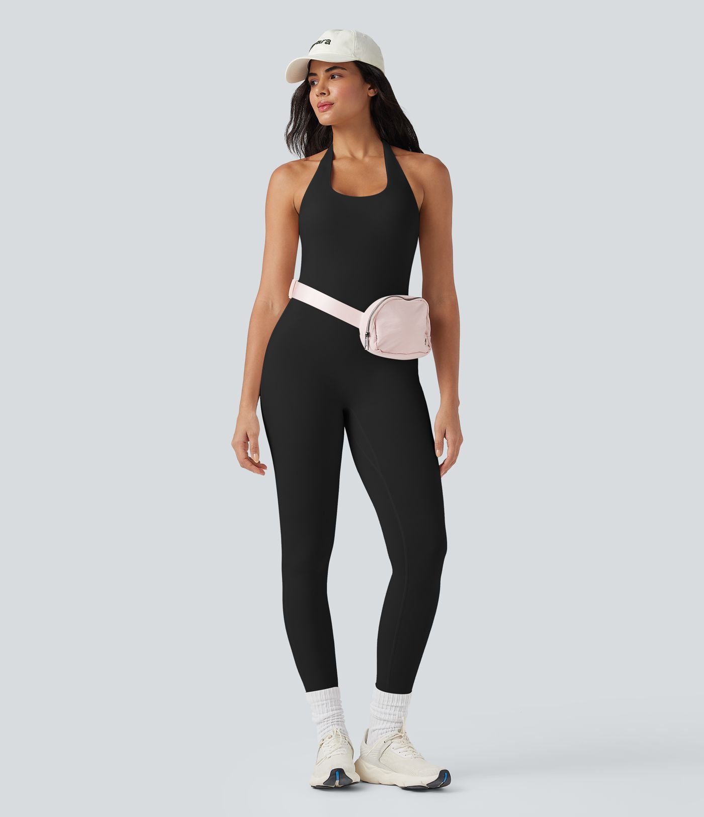 Combinaison de yoga moulante SoftlyZero™ aérée dos-nu dos noué à découpes et fronces