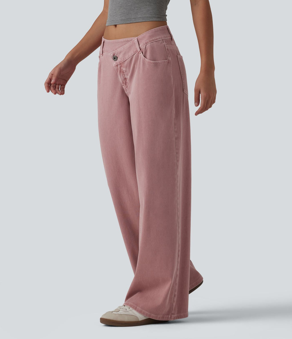 Halara Flex™ Jean large casual asymétrique coloré taille basse avec poches