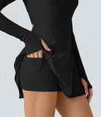 Robe de danse courte SoftlyZero™ Airy col U manches longues avec passe-pouces 2-en-1 effet frais InstantCool et poches, accès facile Easy Peasy
