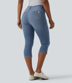 Halara Flex™ Jean slim casual capri taille haute avec fentes et poches