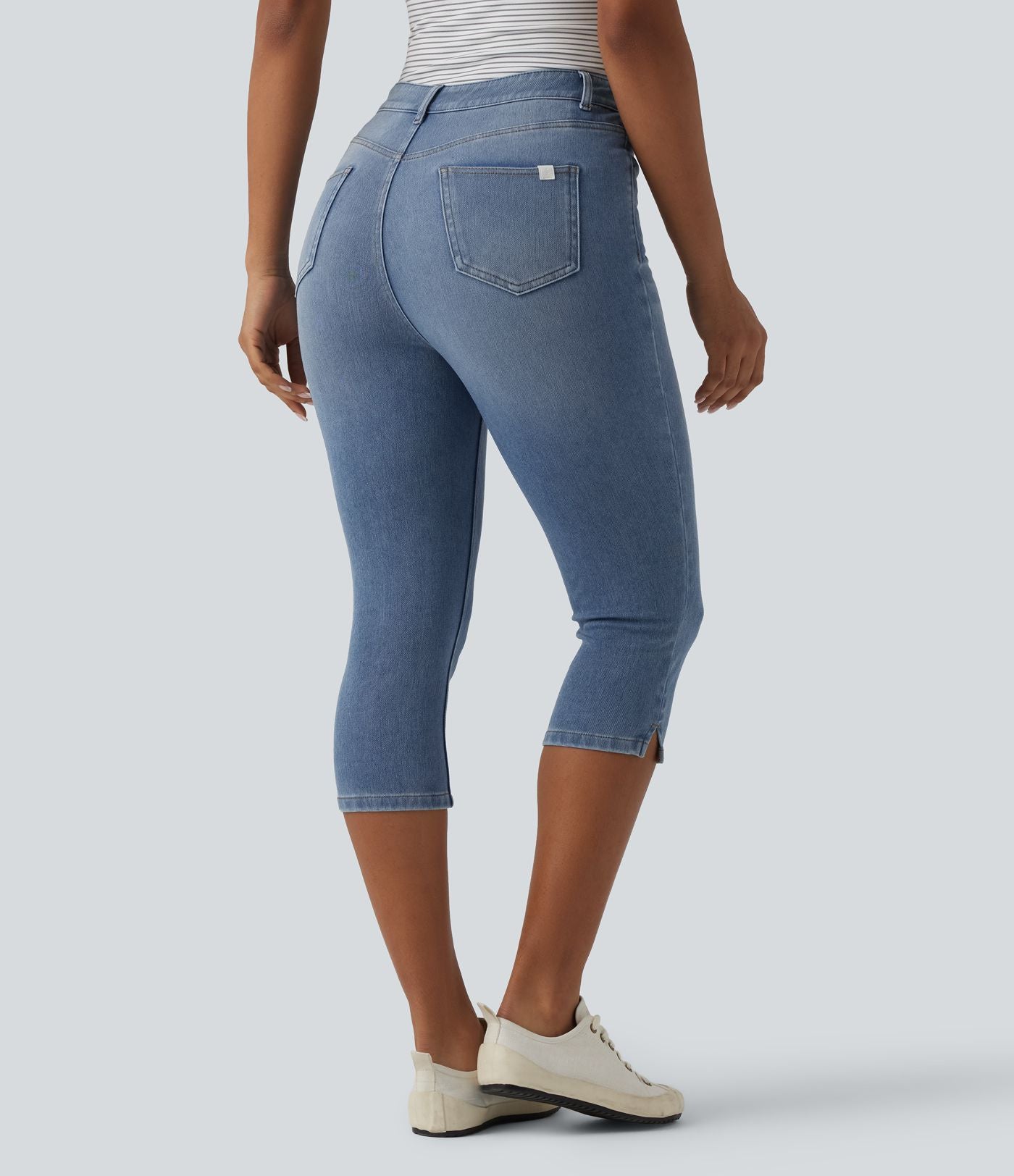 Halara Flex™ Jean slim casual capri taille haute avec fentes et poches