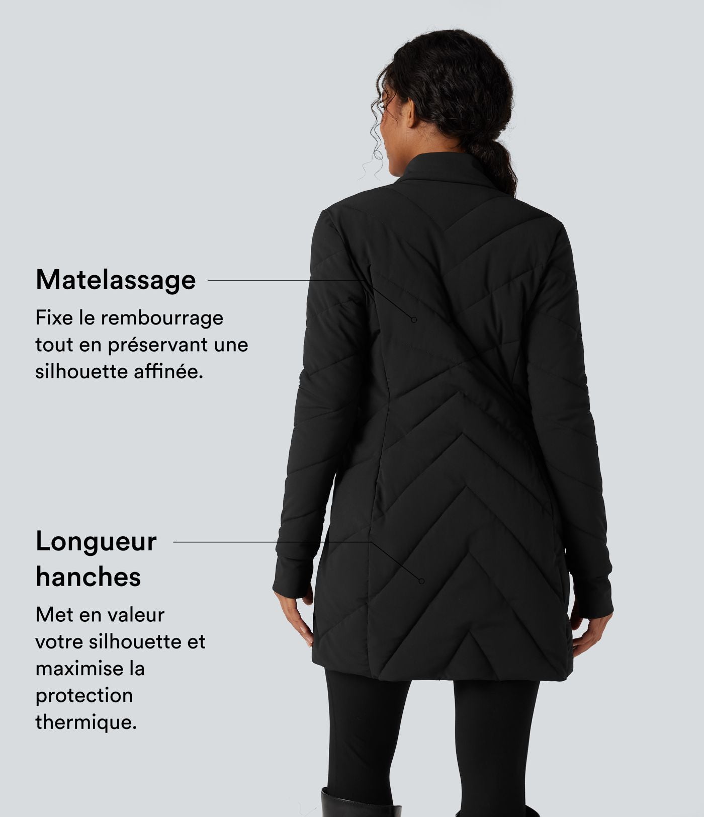 Doudoune PuffFlex col montant double zip avec passants pouces avec poches