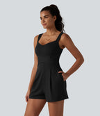 Combinaison décontractée à col en V avec soutien-gorge intégré et poches - Édition Easy Peasy