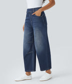 Jean Barrel 7/8 décontracté taille mi-haute avec poches Halara Flex™