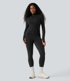 Veste ajustée yoga SoftlyZero™ dentelle contrastante avec trous pouces-UPF50+