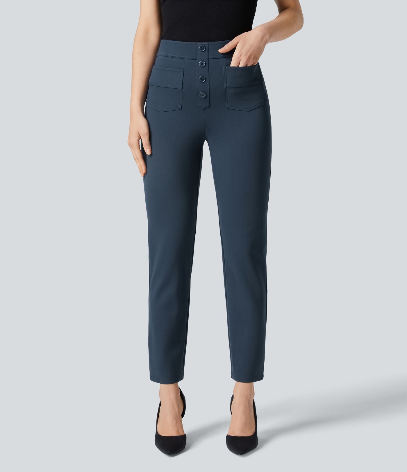 Pantalon de travail longueur cheville taille haute Halara Flex™ avec poches